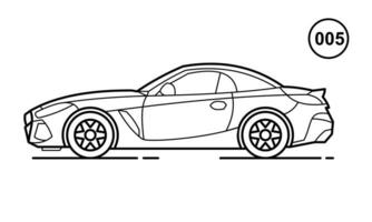 sport auto schets ontwerp voor tekening boek stijl 005 vector