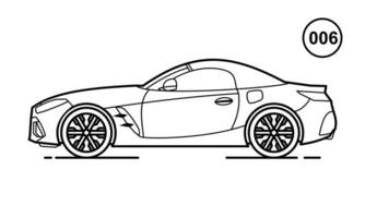 sport auto schets ontwerp voor tekening boek stijl 006 vector