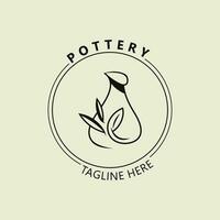 pottenbakkerij logo ontwerp handgemaakt, creatief traditioneel mok ambacht teken concept inspiratie natuur werkplaats vector