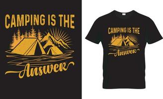 camping vector t-shirt ontwerp. camping is de antwoorden.