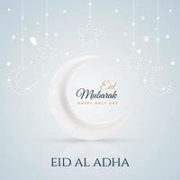 gelukkige eid al adha mubarak achtergrond met hangende ornamenten vector