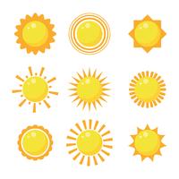 Platte ontwerp zon Clipart Set