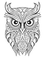 uil vogel kleur boek voor volwassenen vector, digitaal mandala illustratie van uil, wit achtergrond, schoon lijn kunst, tatoeëren en afdrukken ontwerp vector