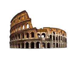 Colosseum in Rome, Italië, gekleurde tekening, realistisch. vectorillustratie van verf vector