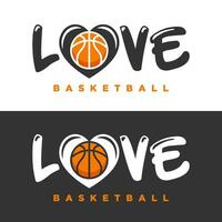 basketbal sport liefde logo ontwerp vector