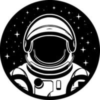 astronaut - zwart en wit geïsoleerd icoon - vector illustratie