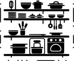 keuken - minimalistische en vlak logo - vector illustratie