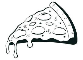 silhouet pizza plak snel voedsel pizzeria vector