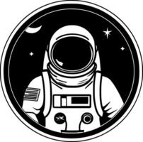 astronaut - zwart en wit geïsoleerd icoon - vector illustratie