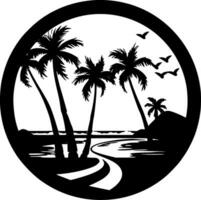 strand - zwart en wit geïsoleerd icoon - vector illustratie