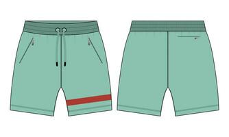 jongens zweet shorts vector mode vlak schetsen sjabloon. voor jong mannen technisch tekening mode kunst illustratie.