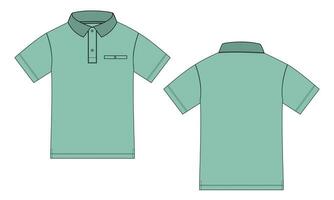 kort mouw polo overhemd vector illustratie groen kleur sjabloon voorkant en terug keer bekeken