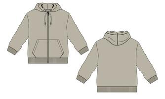 lange mouw hoodie vector illustratie sjabloon voor- en achterkant weergaven