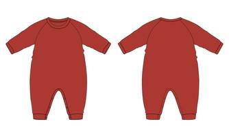 lang mouw romper bodysuit vector illustratie sjabloon voor kinderen.