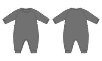 lang mouw romper bodysuit vector illustratie sjabloon voor kinderen.