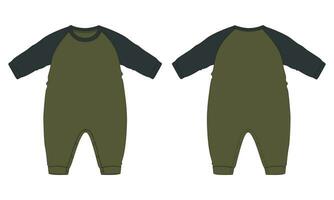 lang mouw romper bodysuit vector illustratie sjabloon voor kinderen.