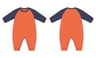 lang mouw romper bodysuit vector illustratie sjabloon voor kinderen.