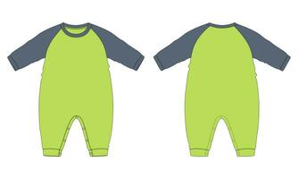 lang mouw romper bodysuit vector illustratie sjabloon voor kinderen.