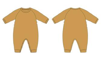 lang mouw romper bodysuit vector illustratie sjabloon voor kinderen.