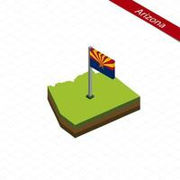 Arizona isometrische kaart en vlag. vector illustratie.