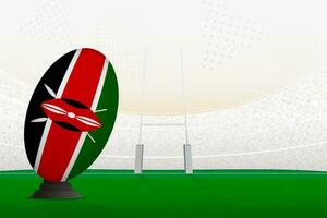 Kenia nationaal team rugby bal Aan rugby stadion en doel berichten, voorbereidingen treffen voor een straf of vrij trap. vector