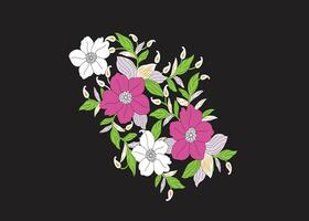 een dichtbij omhoog bloemen zwart achtergrond vector