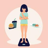 aan het eten wanorde concept anorexia boulimia probleem vlak persoon illustratie vector