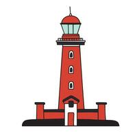 hand- getrokken vuurtoren in tekening stijl. vuurtoren geïsoleerd Aan wit achtergrond. vector illustratie.