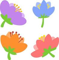 schattig bloemen verzameling, reeks van vier bloemen met stuifmeel illustratie vector