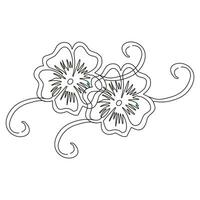 lijn tekening kunst bloem reeks met kant doorlopend lijn ontwerp hand- getrokken lijn van abstract bloem bloemen roos tropisch bladeren voorjaar en herfst blad boeket vector