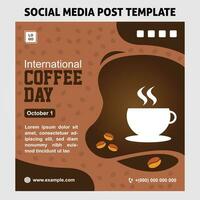 internationale koffiedag social media postsjabloon vector