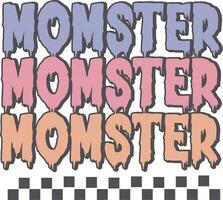 monster grappig retro halloween mam t overhemd ontwerp vector