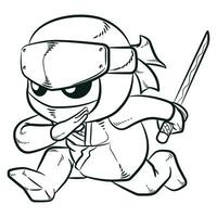 schetsen Japan Ninja spion zwaaiende zwaard vector