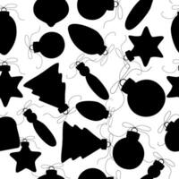 naadloos patroon van Kerstmis hand- getrokken silhouet speelgoed voor Kerstmis boom vector