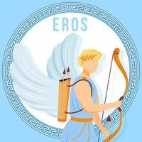 eros blauw social media post mockup. oude Griekse god. mythologische figuur. webbanner ontwerpsjabloon. sociale media-booster, inhoudslay-out. poster, afdrukbare kaart met platte illustraties vector