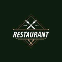 restaurant logo oud typografie retro wijnoogst stijl elegant ornament bestek en mes vector ontwerp