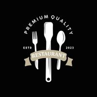 restaurant logo oud typografie retro wijnoogst stijl elegant ornament bestek en mes vector ontwerp