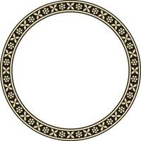 vector ronde goud en zwart Indisch nationaal ornament. etnisch fabriek cirkel, grens. kader, bloem ring. klaprozen en bladeren..