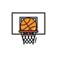 basketbal hoepel en bal icoon in vlak ontwerp stijl. vector illustratie