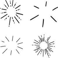 meetkundig elementen. een reeks van magie en esoterie. ronde stralen vector grafiek. barsten zon stralen. vuurwerk. logotype of belettering ontwerp element. radiaal zonsondergang balken. vector illustratie.