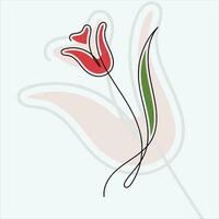 hand getekend tulp bloem lijn tekening kunst vector illustratie