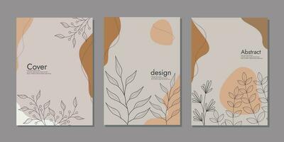 Hoes bladzijde notitieboekje verzameling met hand- getrokken bloemen decoraties. Sjablonen met abstract bladeren. perfect voor dagboek, boeken, tijdschriften, tijdschriften, catalogi, planners en flyers vector