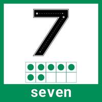 7 zeven aantal tellen rage elegant flashcards voor klas en thuisschool modieus boho leerzaam decor vector