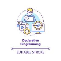 declaratief programmering concept icoon. codering paradigma type abstract idee dun lijn illustratie. specificeren gezocht resultaat. geïsoleerd schets tekening. bewerkbare beroerte vector