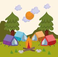 camping tenten scene vector