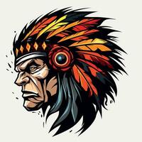 apache Indisch krijger hoofd logo mascotte vector illustratie