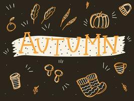 herfst decoratief elementen set, herfst belettering vector illustratie