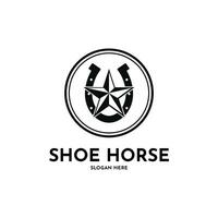 schoen paard logo ontwerp creatief idee met cirkel vector