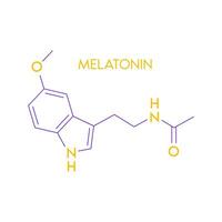 melatonine structureel chemisch formule geïsoleerd Aan wit achtergrond. hormoon melatonine promoten diep slaap. medisch wetenschappelijk concepten. vector eps10 illustratie.