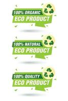 100 biologisch, natuurlijk, kwaliteit eco Product origami etiketten reeks vector